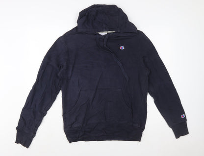 Champion Men's Blue Pullover Hoodie Small Logo Sweatshirt