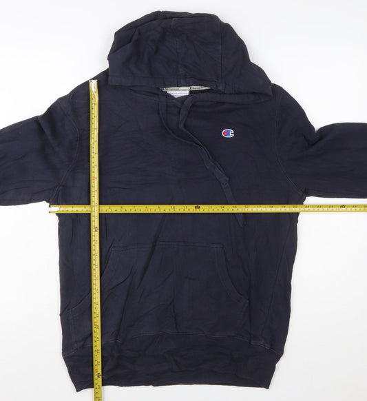 Champion Men's Blue Pullover Hoodie Small Logo Sweatshirt