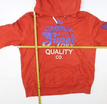 Superdry Men’s Red Pullover Graphic Hoodie 2XL Fleece Casual
