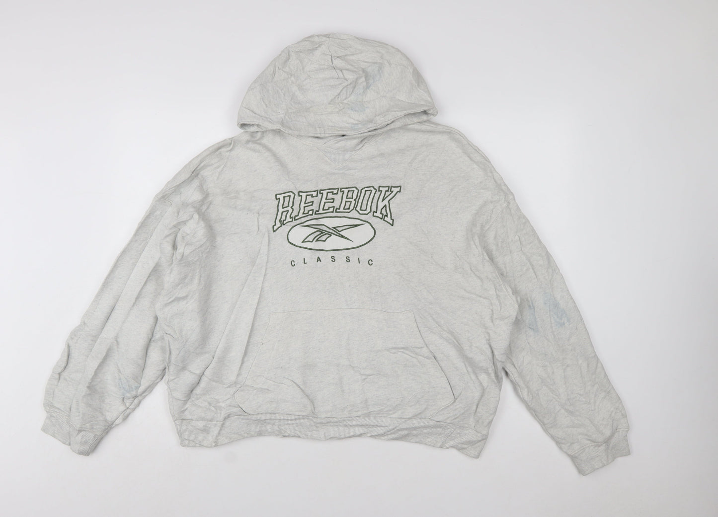 Reebok Women's Grey Classic Logo Pullover Hoodie XL Cotton