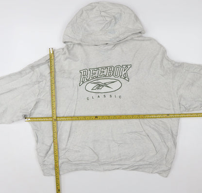 Reebok Women's Grey Classic Logo Pullover Hoodie XL Cotton