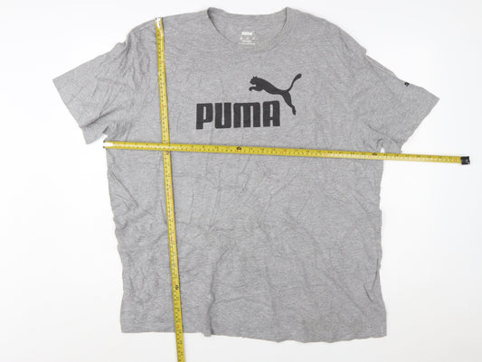 Puma Mens Grey XXL Graphic Logo Crew Neck Short Sleeve T-Shirt