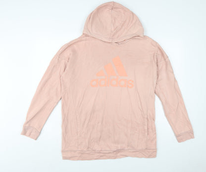 Adidas Womens Pink Pullover Hoodie Medium 12-14 Cotton Blend