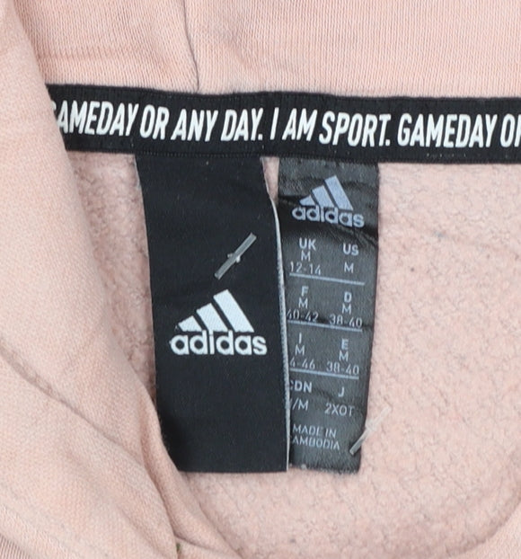 Adidas Womens Pink Pullover Hoodie Medium 12-14 Cotton Blend