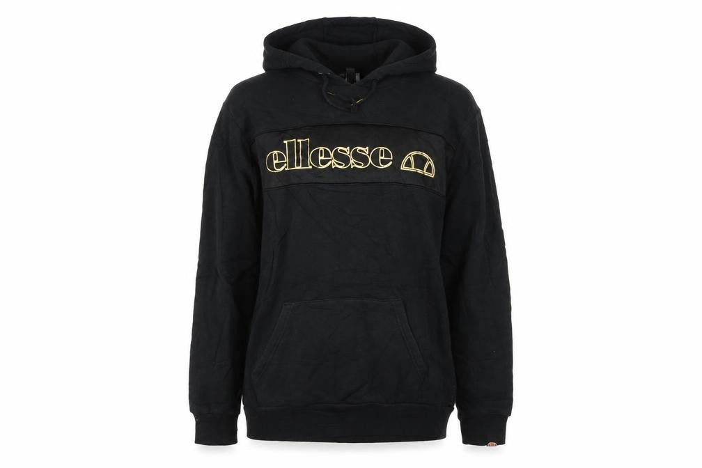 Ellesse Women Black L Pullover Hoodie Cotton Blend Logo Sweatshirt
