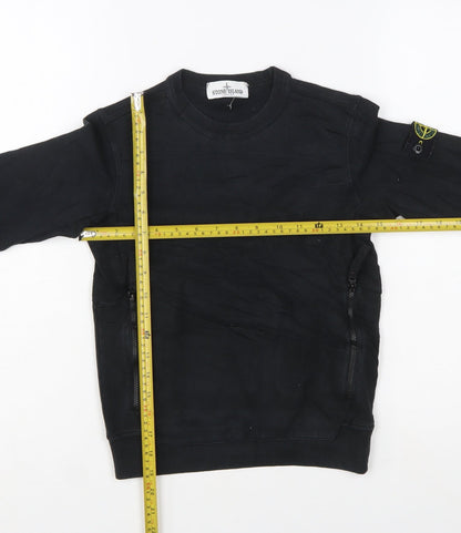 Stone Island Junior Boys Black Sweatshirt 8 Years Crew Neck Zip Pockets