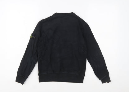 Stone Island Junior Boys Black Sweatshirt 8 Years Crew Neck Zip Pockets