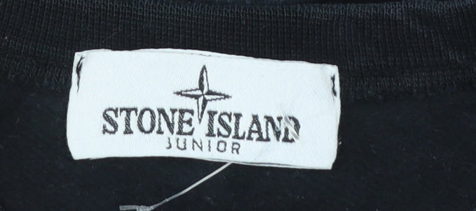 Stone Island Junior Boys Black Sweatshirt 8 Years Crew Neck Zip Pockets