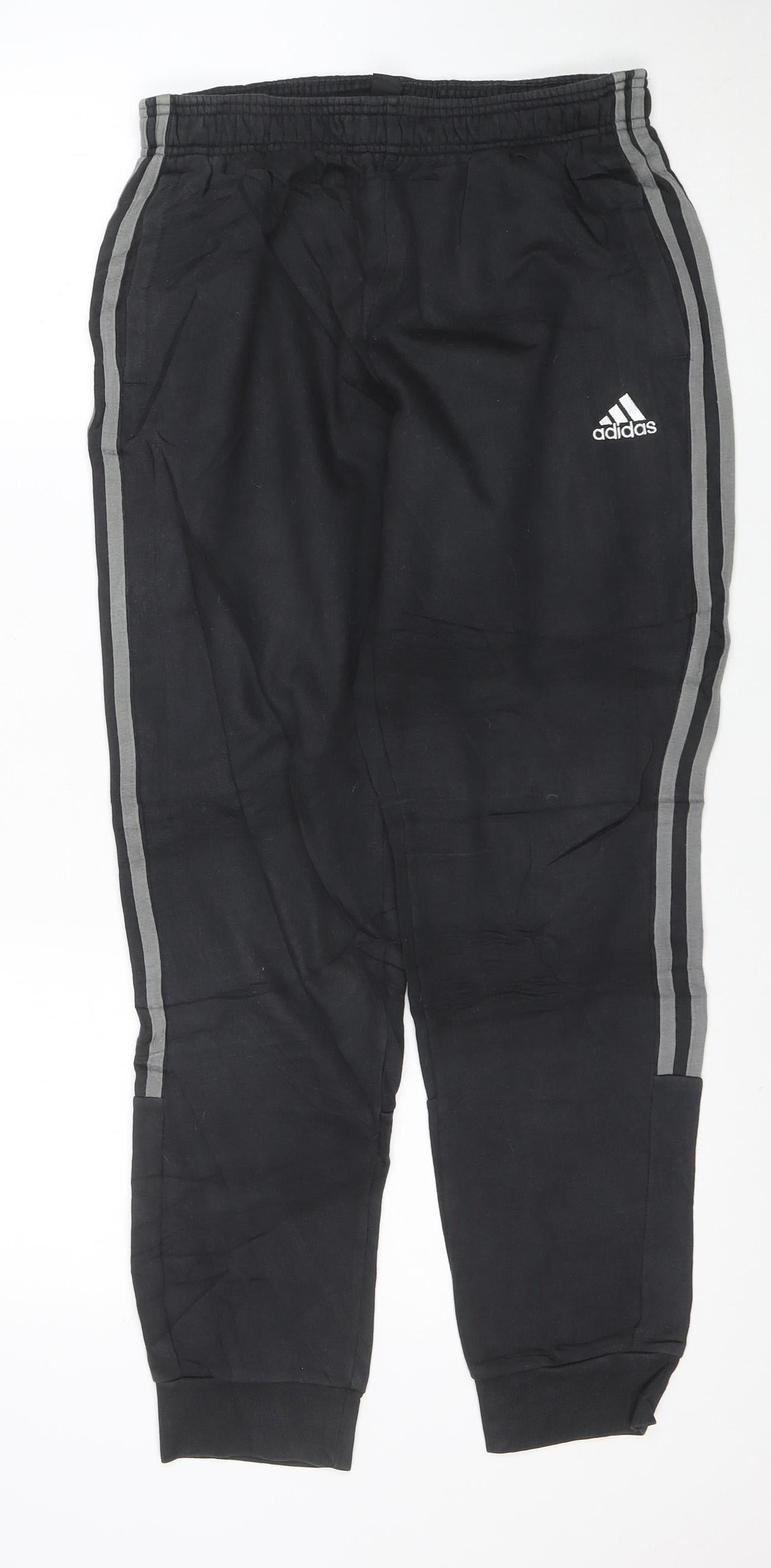 Adidas Men's Black Jogger Trousers S Regular Fit Elastic Waist