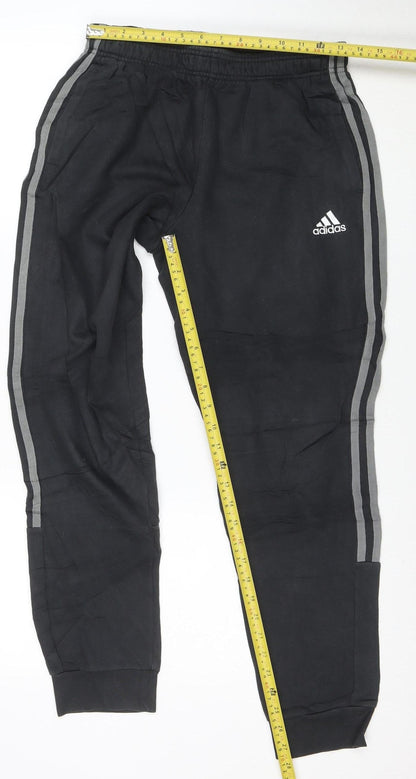 Adidas Men's Black Jogger Trousers S Regular Fit Elastic Waist