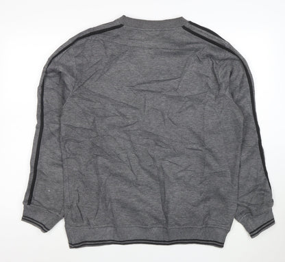 Lonsdale Men Grey Pullover Sweatshirt L Logo Sports Crew Neck