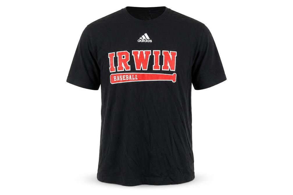 Front view of adidas Men’s Black XL Graphic Baseball T-Shirt IRWIN Walk The Walk