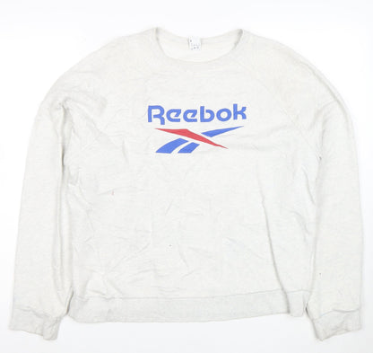 Reebok Mens White L Pullover Crew Neck Sweatshirt