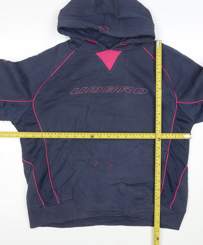 Umbro Womens Navy Pink Pullover Hoodie Size 18 Cotton Blend Sportswear
