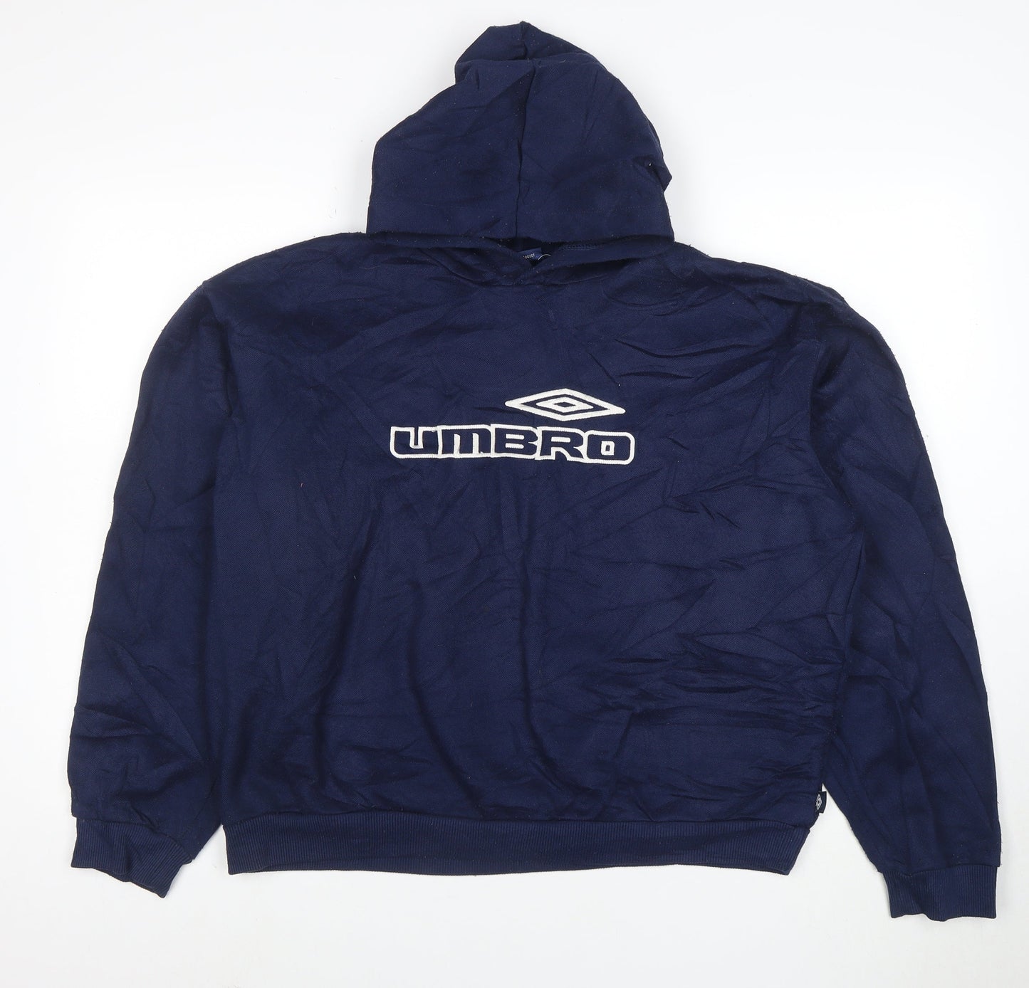 Umbro Mens Navy Blue Pullover Hoodie M Cotton Logo Sportswear