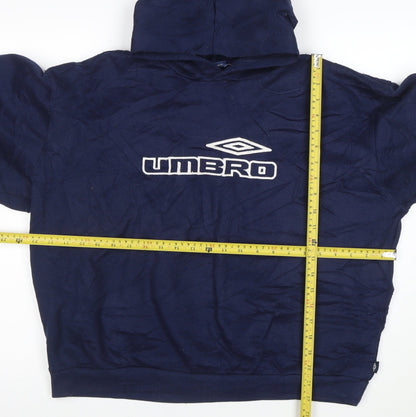 Umbro Mens Navy Blue Pullover Hoodie M Cotton Logo Sportswear