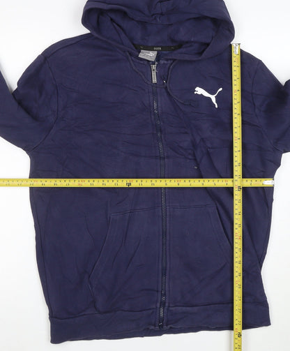 Puma Men Blue Full Zip Hoodie M Lightweight Cotton Blend