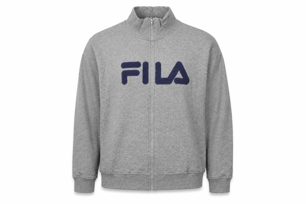 Fila Men's Grey Full Zip Logo Sweatshirt Size L