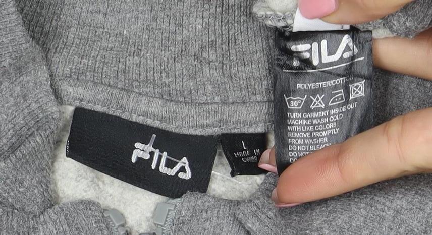 FILA Men's Grey Full Zip Logo Sweatshirt Size L