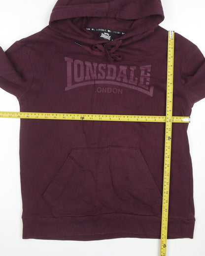 Lonsdale London Womens Burgundy Pullover Hoodie Size 10 Cotton Blend