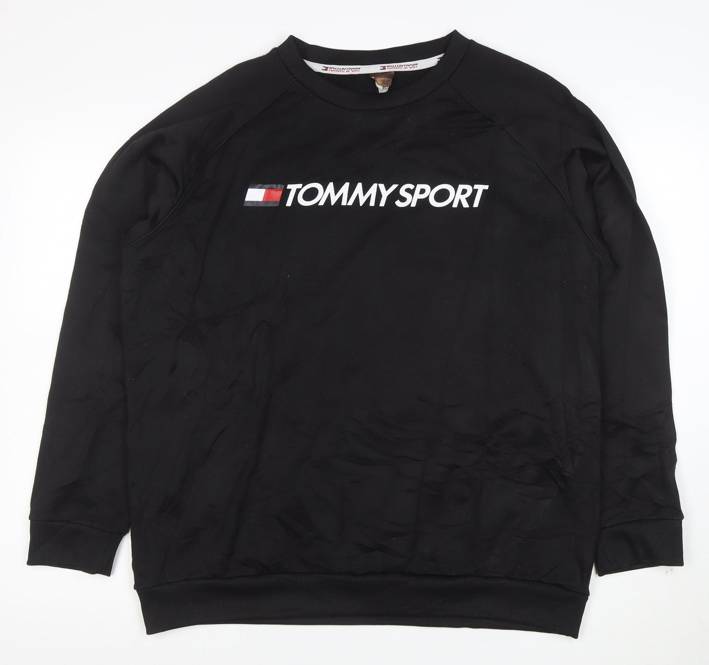 Tommy Sport Womens Black Crew Neck Pullover Sweatshirt Size M