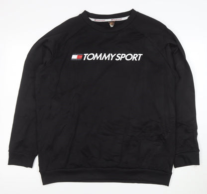 Tommy Sport Womens Black Crew Neck Pullover Sweatshirt Size M
