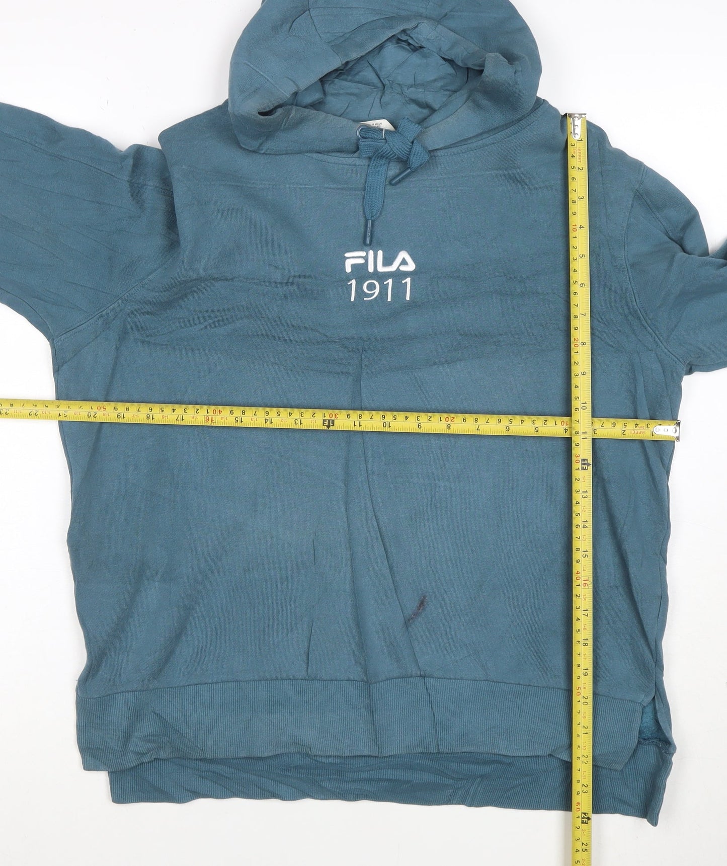 FILA Womens Blue Size 12 Pullover Hoodie 1911 Logo Cotton Blend