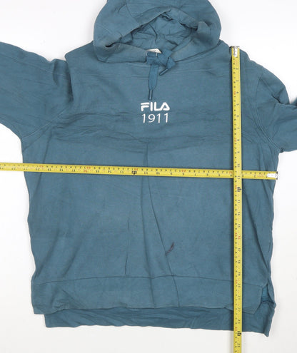 FILA Womens Blue Size 12 Pullover Hoodie 1911 Logo Cotton Blend