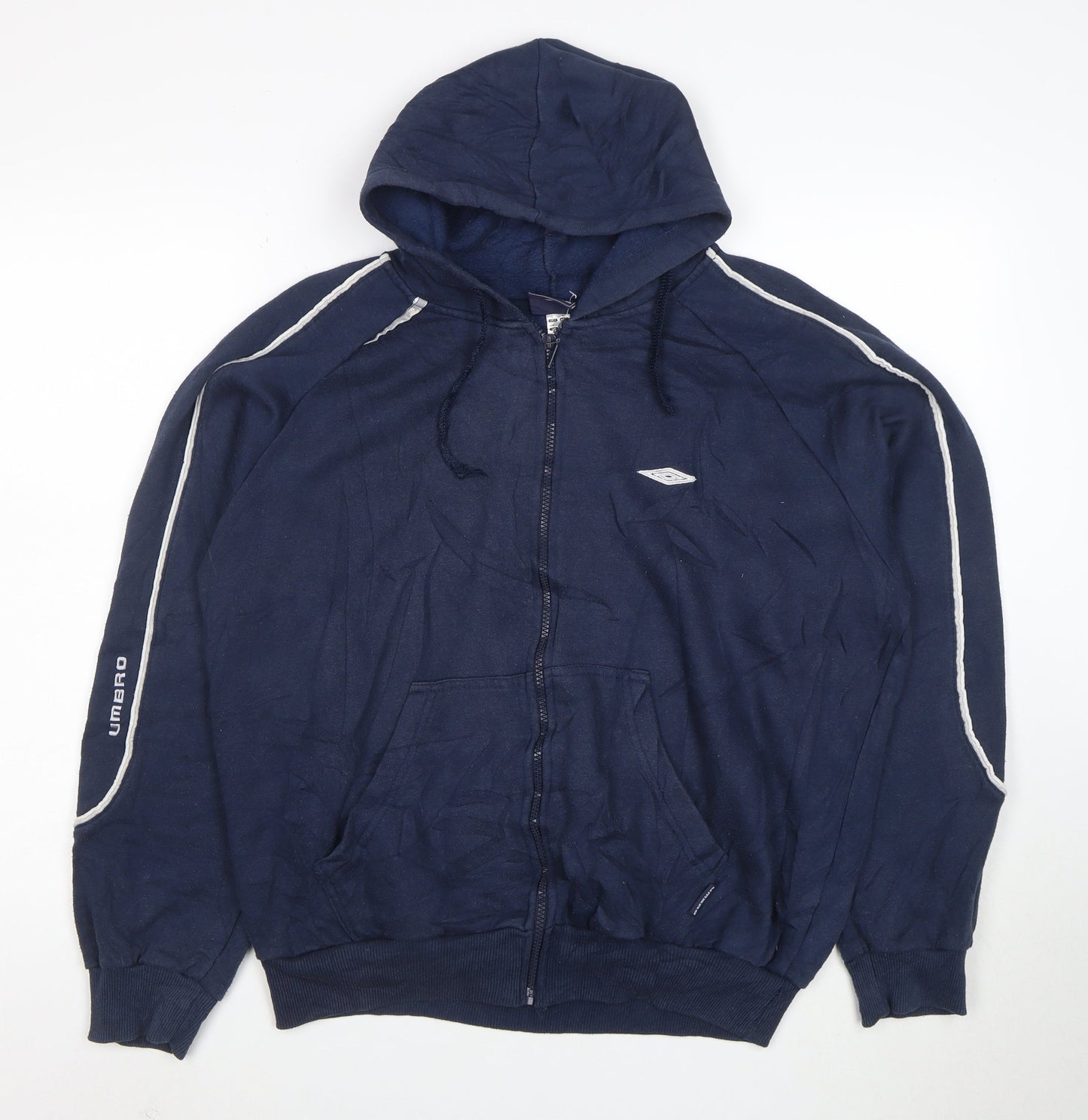 Umbro Women Navy Blue Full Zip Hoodie Size L Polyester Cotton