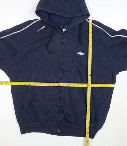 Umbro Women Navy Blue Full Zip Hoodie Size L Polyester Cotton