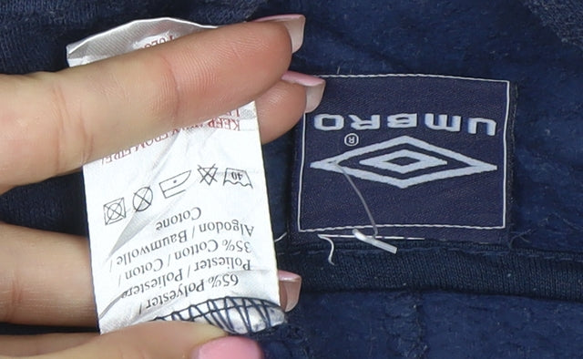 Umbro Women Navy Blue Full Zip Hoodie Size L Polyester Cotton