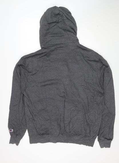 Champion Men's Grey Pullover Hoodie L Logo Embroidered Sportswear