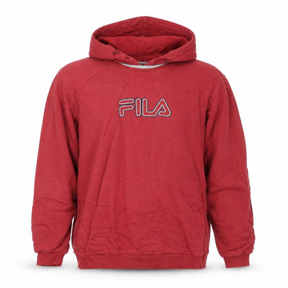 Fila Mens Red Hoodie XL Logo Pullover Cotton Blend