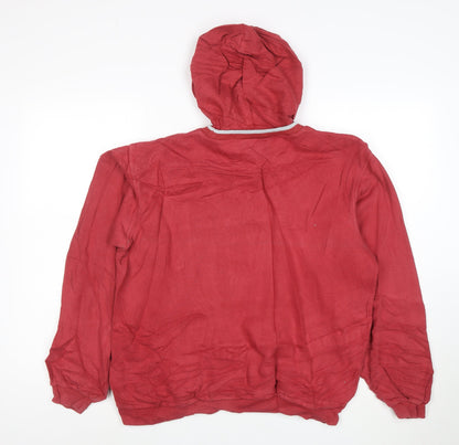 Fila Mens Red Hoodie XL Logo Pullover Cotton Blend