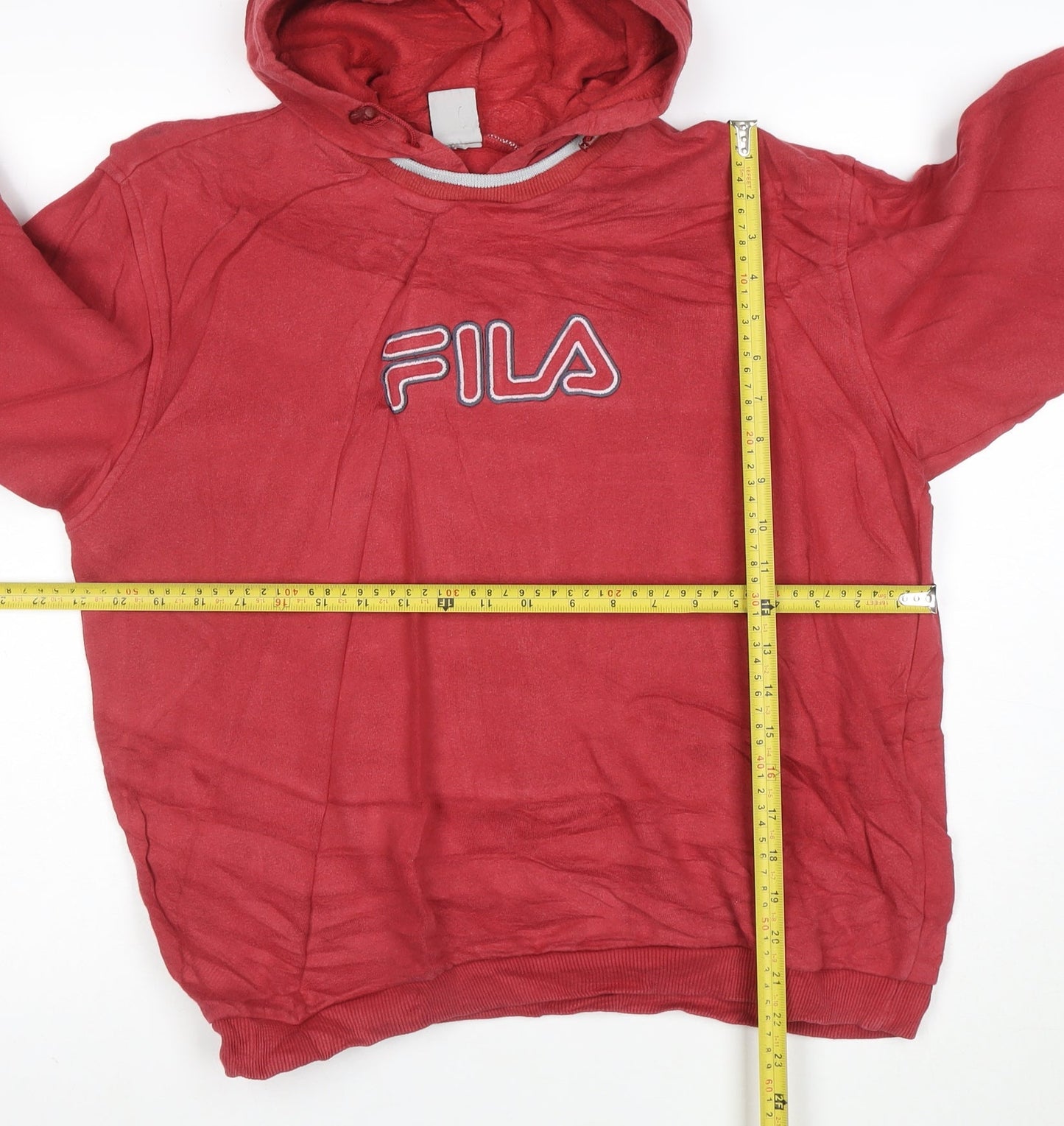 Fila Mens Red Hoodie XL Logo Pullover Cotton Blend