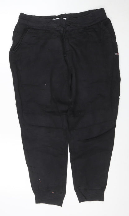 Tommy Jeans Men’s Black Cotton Jogger Trousers Size L Stretch Fit