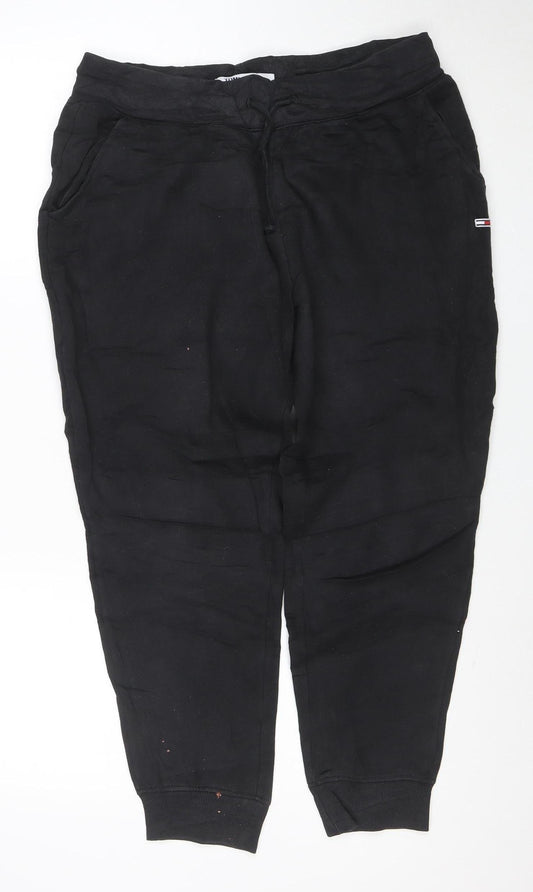 Tommy Jeans Men’s Black Cotton Jogger Trousers Size L Stretch Fit