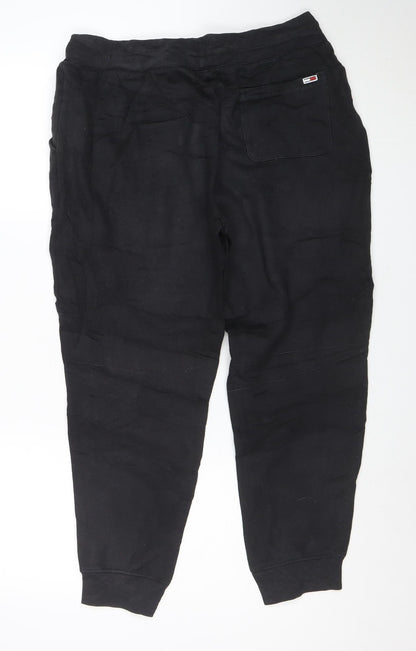 Tommy Jeans Men’s Black Cotton Jogger Trousers Size L Stretch Fit