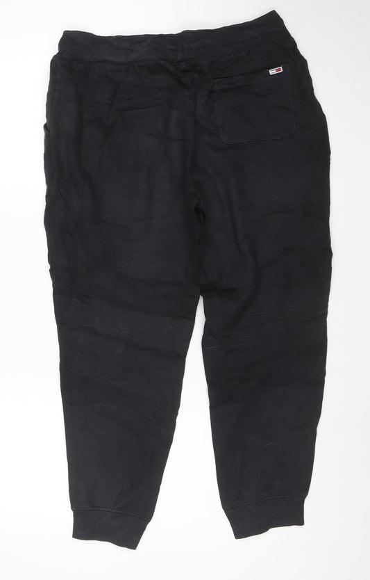Tommy Jeans Men’s Black Cotton Jogger Trousers Size L Stretch Fit