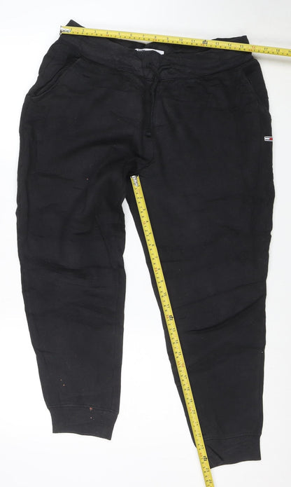Tommy Jeans Men’s Black Cotton Jogger Trousers Size L Stretch Fit