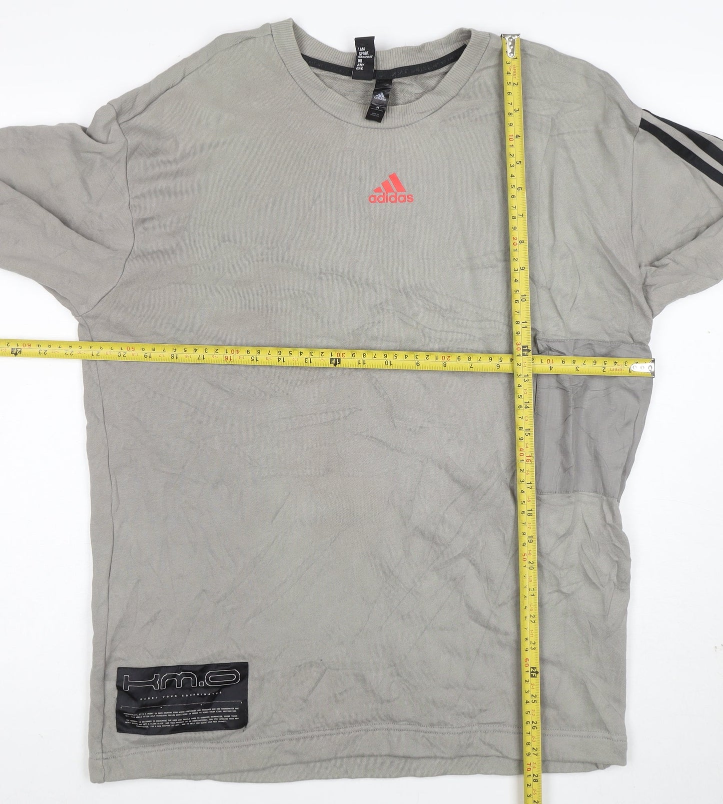 Adidas Men's Grey Graphic Long Sleeve Pullover Sweatshirt M