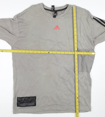 Adidas Men's Grey Graphic Long Sleeve Pullover Sweatshirt M