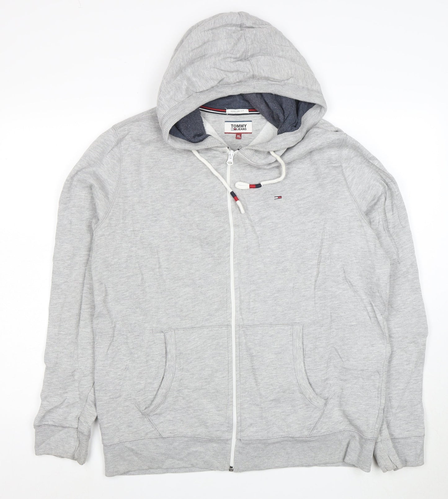 Tommy Jeans Men's Grey Full Zip Hoodie XL Regular Fit
