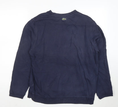 Lacoste Men's Blue Cotton Crew Neck Pullover Sweatshirt L
