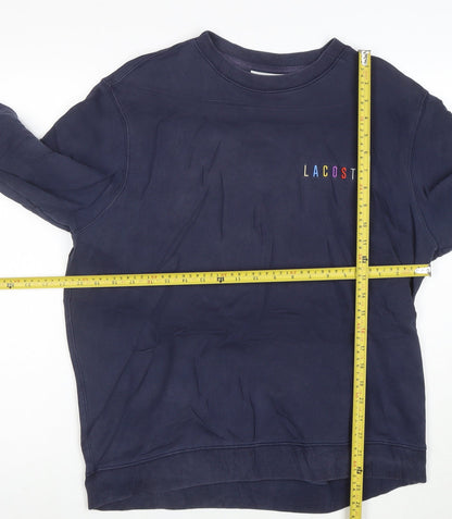 Lacoste Men's Blue Cotton Crew Neck Pullover Sweatshirt L