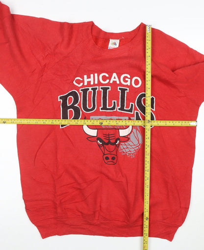Fruit of the Loom Men's Red XL Chicago Bulls Pullover Sweatshirt