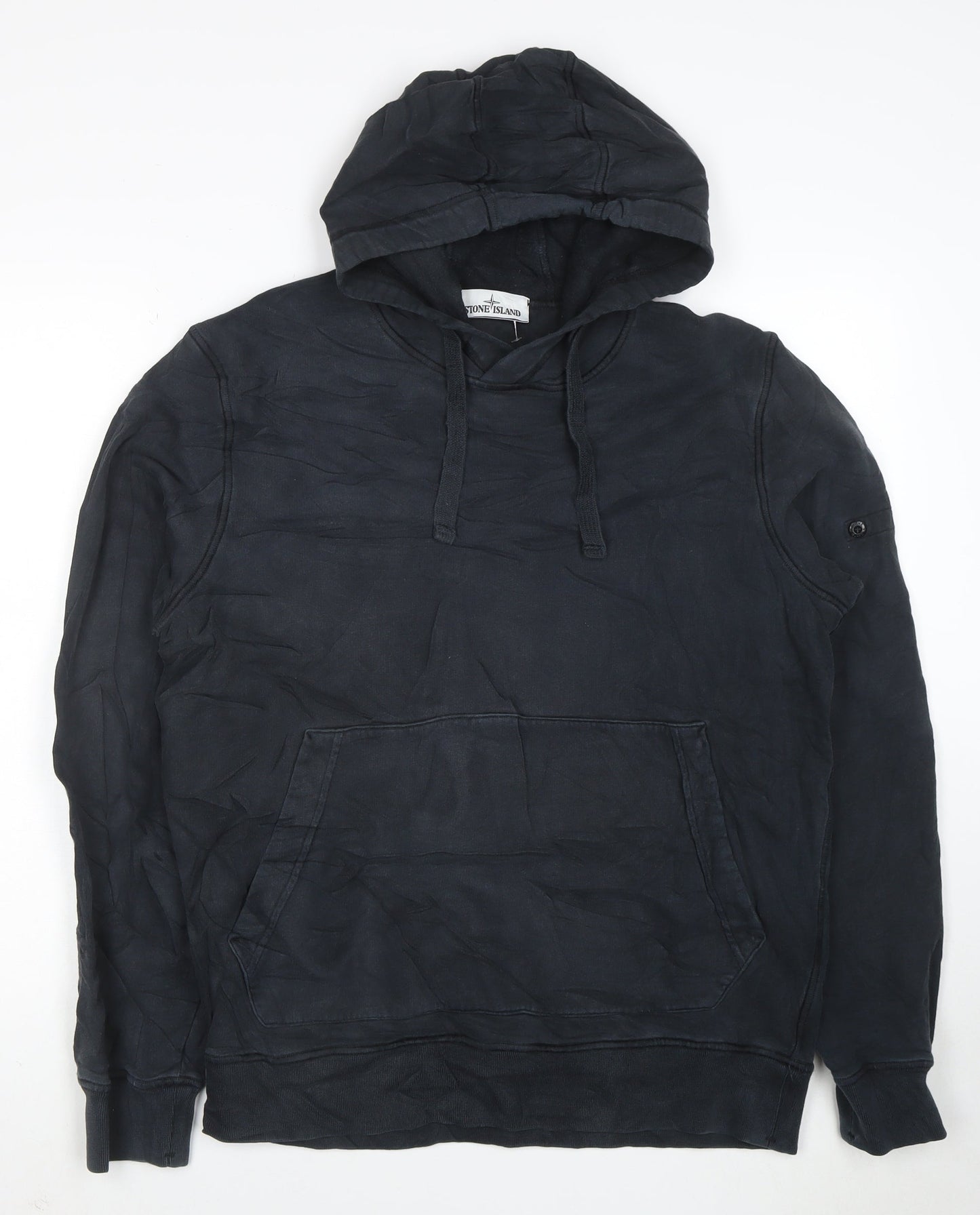 Stone Island Men's Black Pullover Hoodie L Cotton Blend