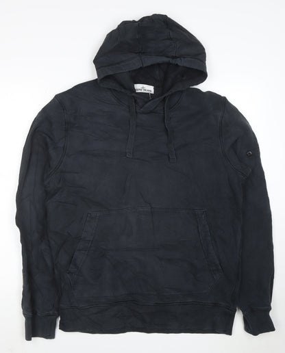 Stone Island Men's Black Pullover Hoodie L Cotton Blend