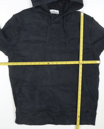 Stone Island Men's Black Pullover Hoodie L Cotton Blend