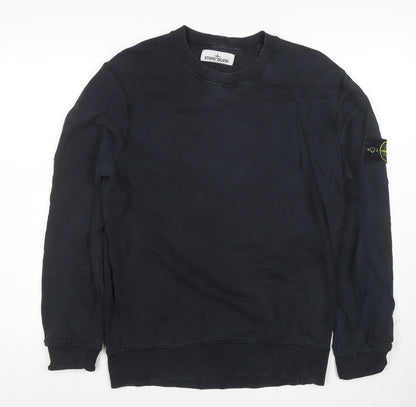 Stone Island Mens Black Cotton Crew Neck Sweatshirt M